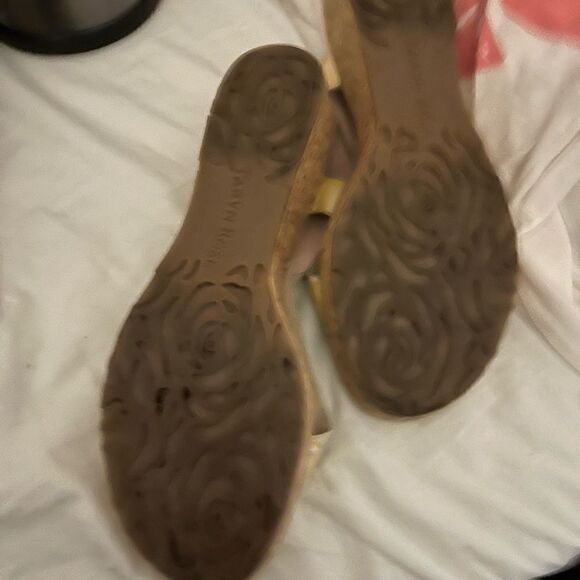 Taryn rose nieve sz 10 beige sling back tan cork wedge sandals /heels - Picture 6 of 8